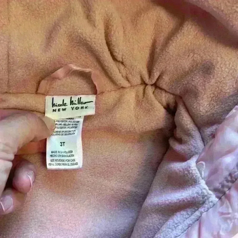 Nicole Miller pink with small bow print jacket with fleece liner size 3T NWT